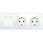 Load image into Gallery viewer, Two gang mechanical switch with two sockets (white, glass)