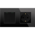 Load image into Gallery viewer, Two gang mechanical switch with one socket (black, glass)