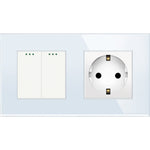 Load image into Gallery viewer, Two gang mechanical switch with one socket (white, glass)