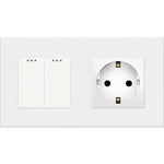 Load image into Gallery viewer, Two gang mechanical switch with one socket (white, plastic)