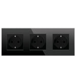 Cargue la imagen en el visor de la galería,3 casquillos de marco, vidrio, negro (UE)