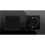 Load image into Gallery viewer, Three gang mechanical switch with one socket (black, glass)
