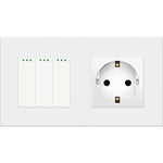 Load image into Gallery viewer, Three gang mechanical switch with one socket (white, plastic)