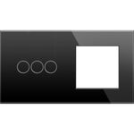 Load image into Gallery viewer, 3 gang 1 frame glass panel black