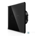 Load image into Gallery viewer, Two gang, one way dimmer touch switch (black, glass)
