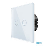 Load image into Gallery viewer, Two gang, one way wifi touch switch (white, glass)