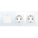 Cargue la imagen en el visor de la galería,One gang mechanical switch with two sockets (white, glass) - Springswitches

