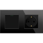 Load image into Gallery viewer, One gang mechanical switch with one socket (black, glass) - Springswitches

