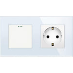 Laadige pilt galeriivaatajasse,One gang mechanical switch with one socket (white, glass) - Springswitches
