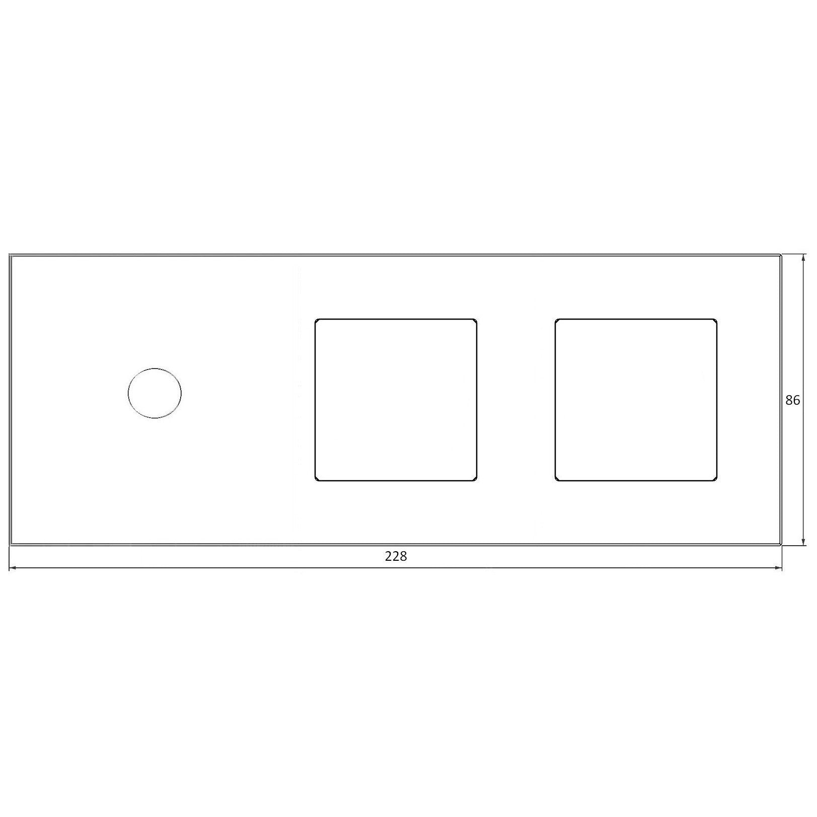 Panel de vidrio de 3 módulos y 2 marcos negro