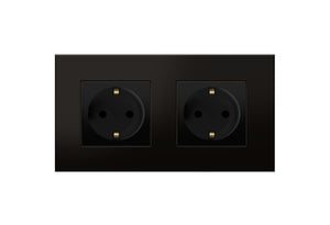 2 frame socket, plastic, black (EU)