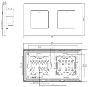 Interruptor mecánico de tres vías, tres vías (negro, vidrio)