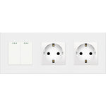 Load image into Gallery viewer, Two gang mechanical switch with two socket (white, plastic)
