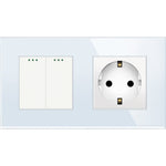 Load image into Gallery viewer, Two gang mechanical switch with one socket (white, glass)
