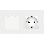 Load image into Gallery viewer, Two gang mechanical switch with one socket (white, plastic)
