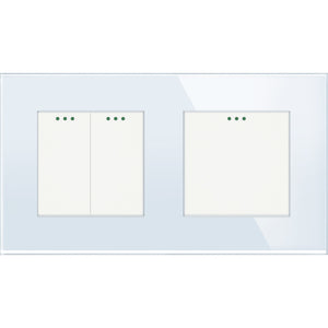 Interruptor mecánico de dos y uno (blanco, vidrio)