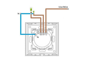 Interruptor táctil wifi unidireccional de dos unidades (blanco, vidrio)