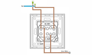 Interruptor mecánico de dos cuadros con dos enchufes (negro, vidrio)