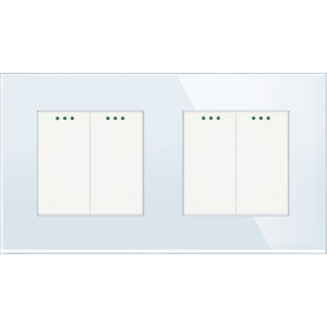 Two gang, two gang mechanical switch (white, glass)