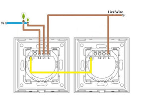 Interruptor táctil de dos vías y dos vías (blanco, vidrio)