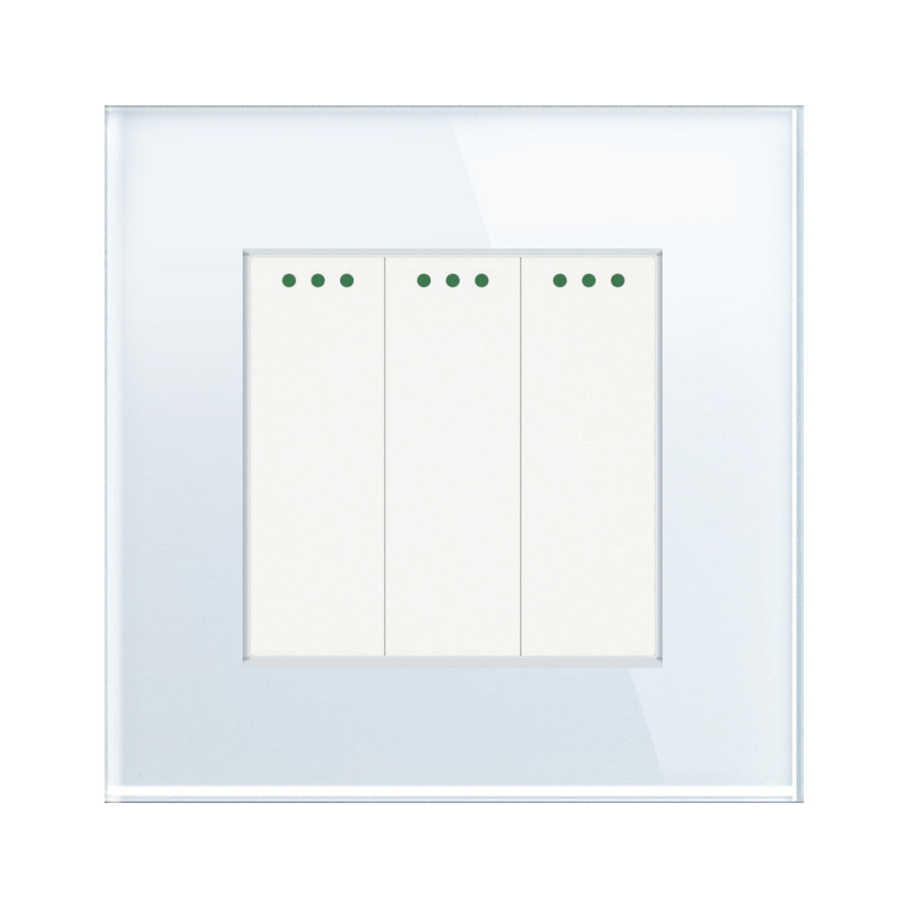 Interruptor mecánico de tres cuadros (blanco, vidrio)