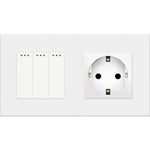 Load image into Gallery viewer, Three gang mechanical switch with one socket (white, plastic)
