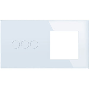 Panel de vidrio 3 módulos 1 marco blanco