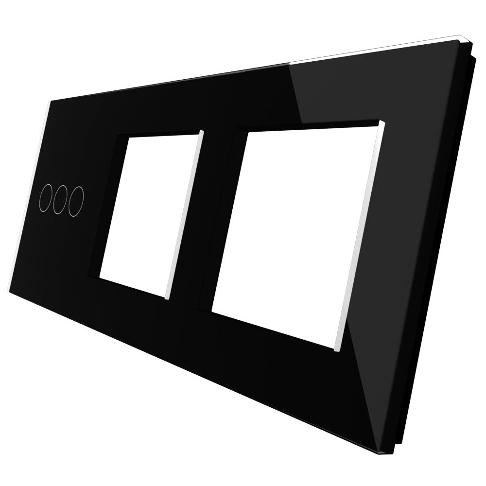 Panel de vidrio de 3 módulos y 2 marcos negro
