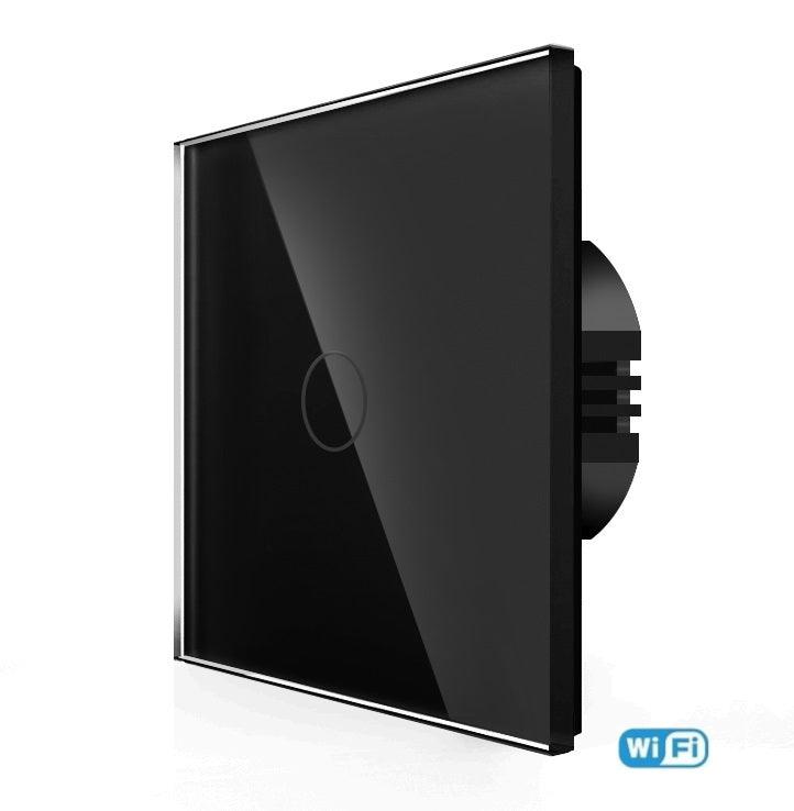 One gang, one way wifi touch switch (black, glass) - Springswitches