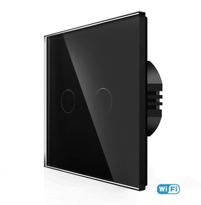 Two gang, one way wifi touch switch (black, glass)