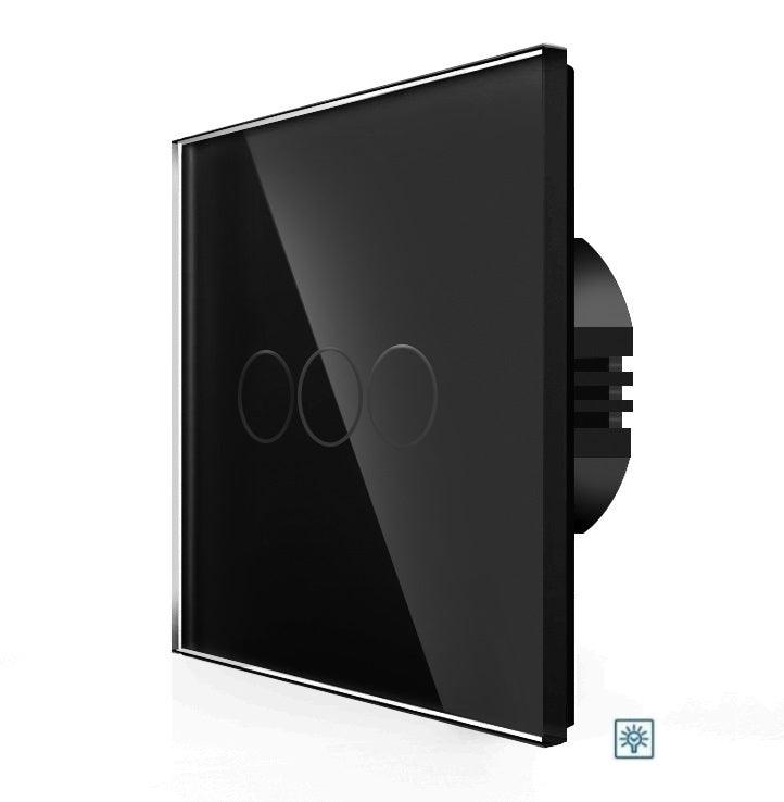 One gang, one way dimmer touch switch (black, glass) - Springswitches