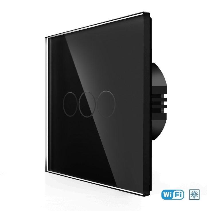 One gang, one way wifi dimmer touch switch (black, glass) - Springswitches