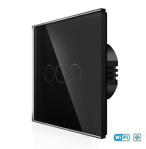 One gang, one way wifi dimmer touch switch (black, glass) - Springswitches
