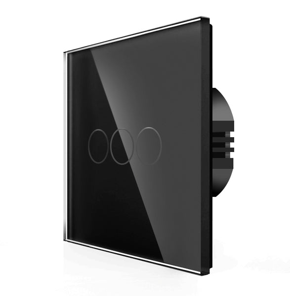 Spring Touch Switch Three gang, one way touch switch (black, glass) – Springswitches