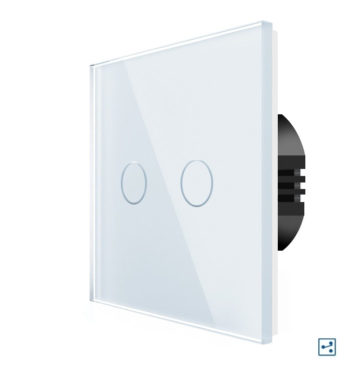 Two gang, two way touch switch (white, glass)