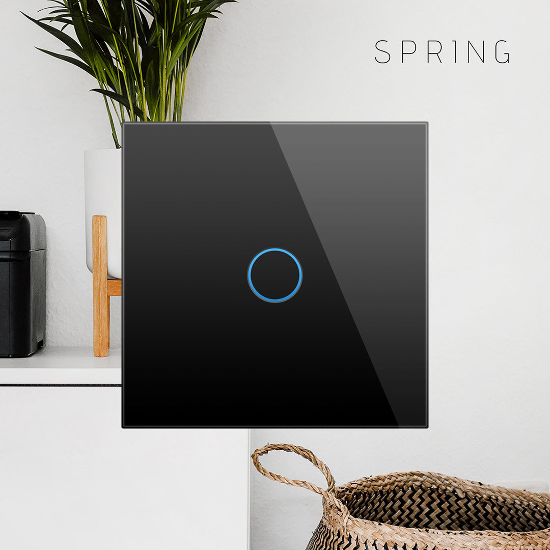 Spring Touch Switch Three gang, one way touch switch (black, glass) – Springswitches