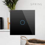 Bild in den Galerie-Viewer laden,One gang, one way wifi dimmer touch switch (black, glass) - Springswitches
