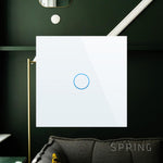 Laadige pilt galeriivaatajasse,One gang, one way wifi dimmer touch switch (white, glass) - Springswitches
